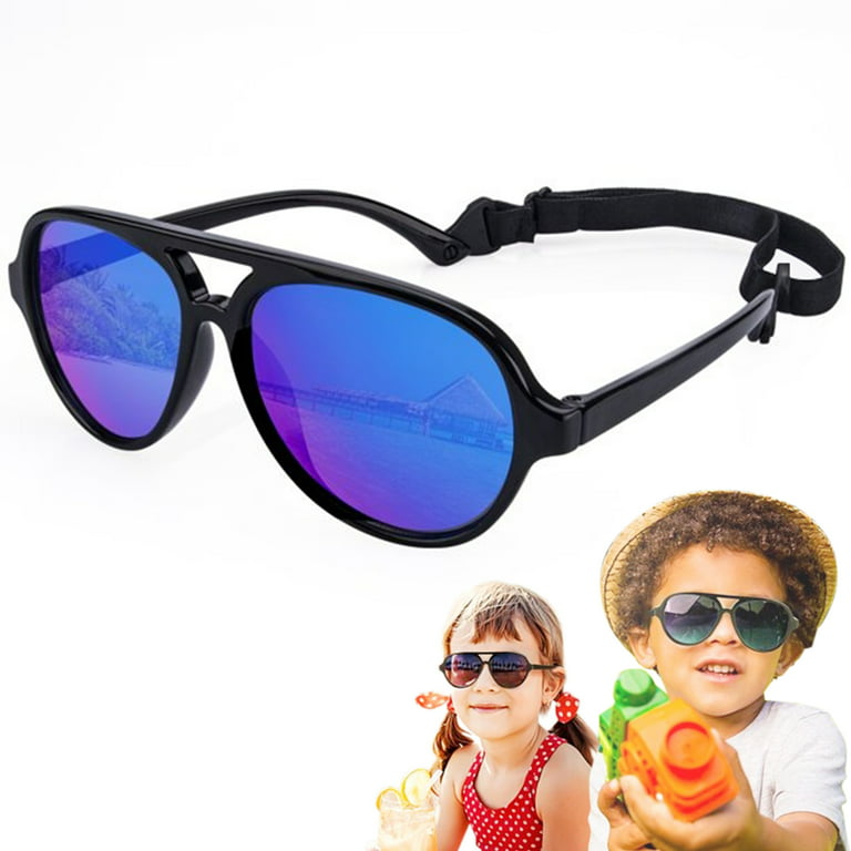 AABV Kids Sunglasses Polarized UV Protection Flexible Rubber Glasses Shades  with Strap for Boys Girls 