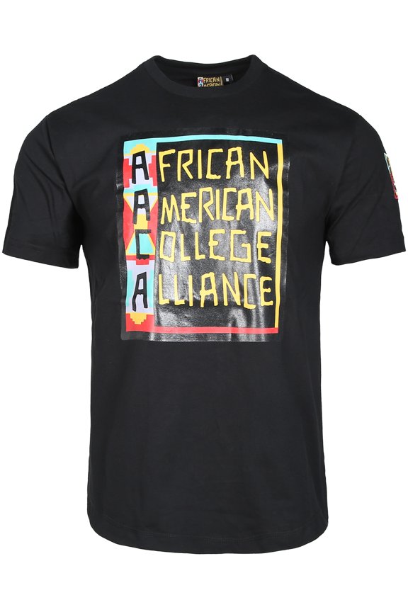 African American College Alliance Logo T-Shirt Heavyweight Cotton Retro 90s Streetwear, Black
