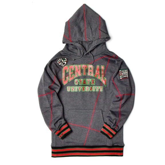 AACA Central State University Men's Charcoal HBCU Pullover Hoodie with Striped Ribbing and Contrast Stitching
