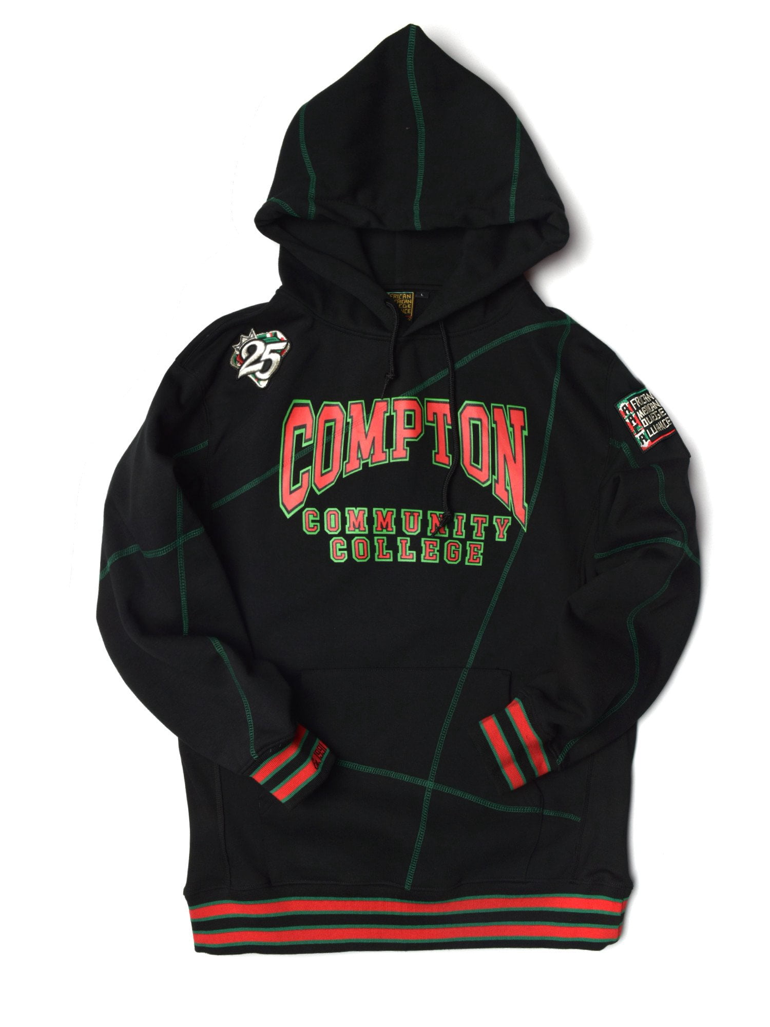 AACA Compton Community College Men's Black Pullover Hoodie with Striped ...
