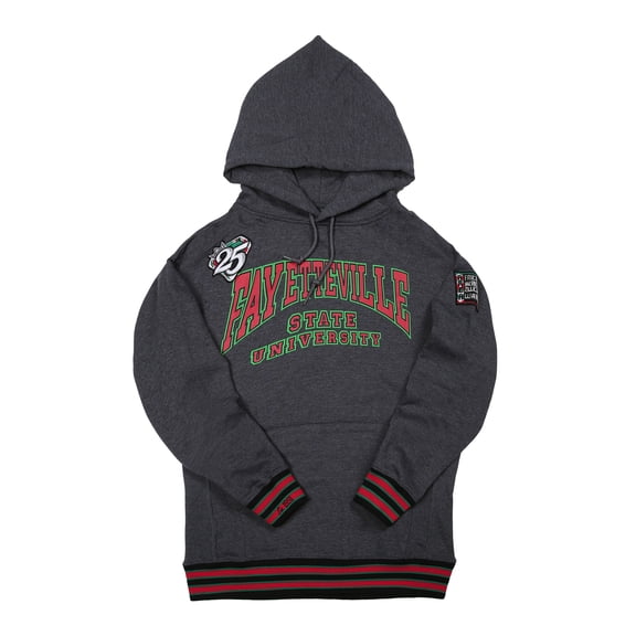 AACA Fayetteville State University Men's Charcoal HBCU Pullover Hoodie with Striped Ribbing