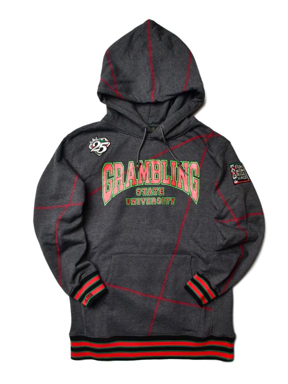 Grambling State University Men's Charcoal HBCU Pullover Hoodie, Charcoal/Red, Size M