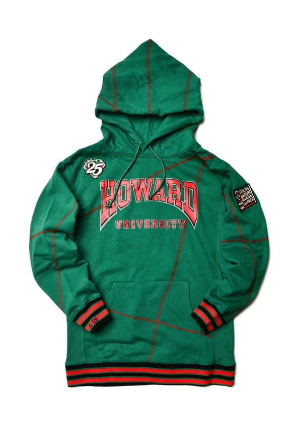 Howard University Men's Navy Blue HBCU Pullover Hoodie with Striped Ribbing and Heritage Logo