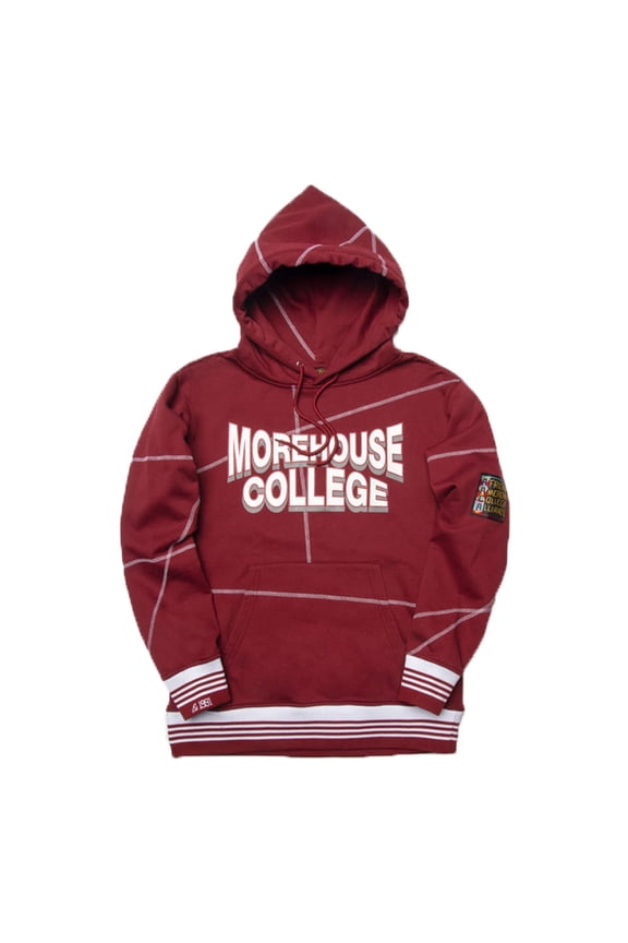 Morehouse College Heavyweight HBCU Pride Hoodie, Men's Retro Pullover with Contrast Stitching