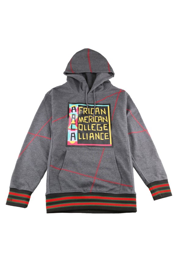 Men's Varsity Patch Hoodie, Colorblock Pullover Sweatshirt for HBCU Pride, Charcoal/Black Line
