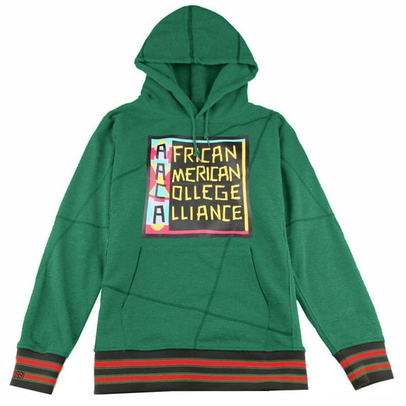 AACA Men's Varsity Patch Hoodie, Colorblock Pullover Sweatshirt for HBCU Pride, Charcoal/Red Line