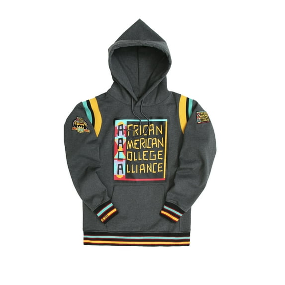 AACA Men's Varsity Patch Hoodie, Colorblock Pullover Sweatshirt for HBCU Pride, Charcoal