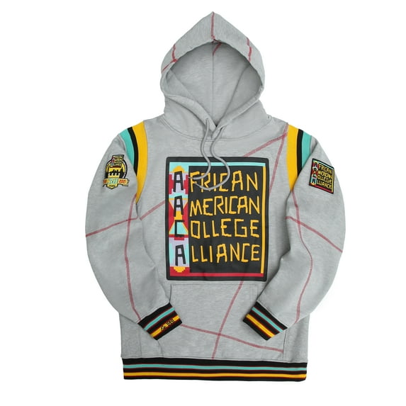 AACA Men's Varsity Patch Hoodie, Colorblock Pullover Sweatshirt for HBCU Pride, MDH Grey/Gold Line