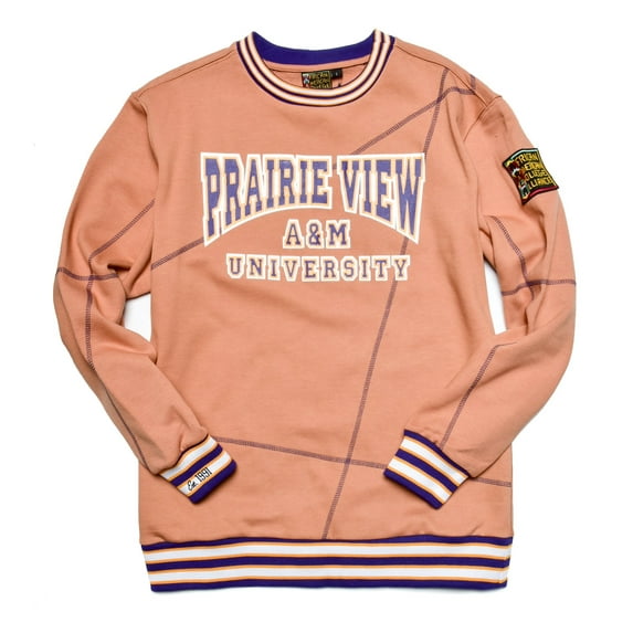 AACA Prairie View A&M University PVAMU Panthers Mens Heavyweight Fleece Crewneck Sweatshirt 16oz Retro 90s Varsity Style, Butterrum