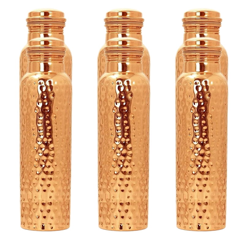AADHYA COLLECTION Pure Copper Water Bottle With Hammered Shine Finish Design, Drinkware, Storage Purpose, Volume-1 Litre, Pic of 6