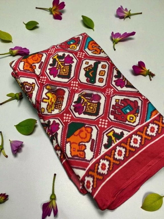 Gajji Silk Bandhej Saree with Stitched Blouse, Lagadi Pallu & Tassel Detail – M