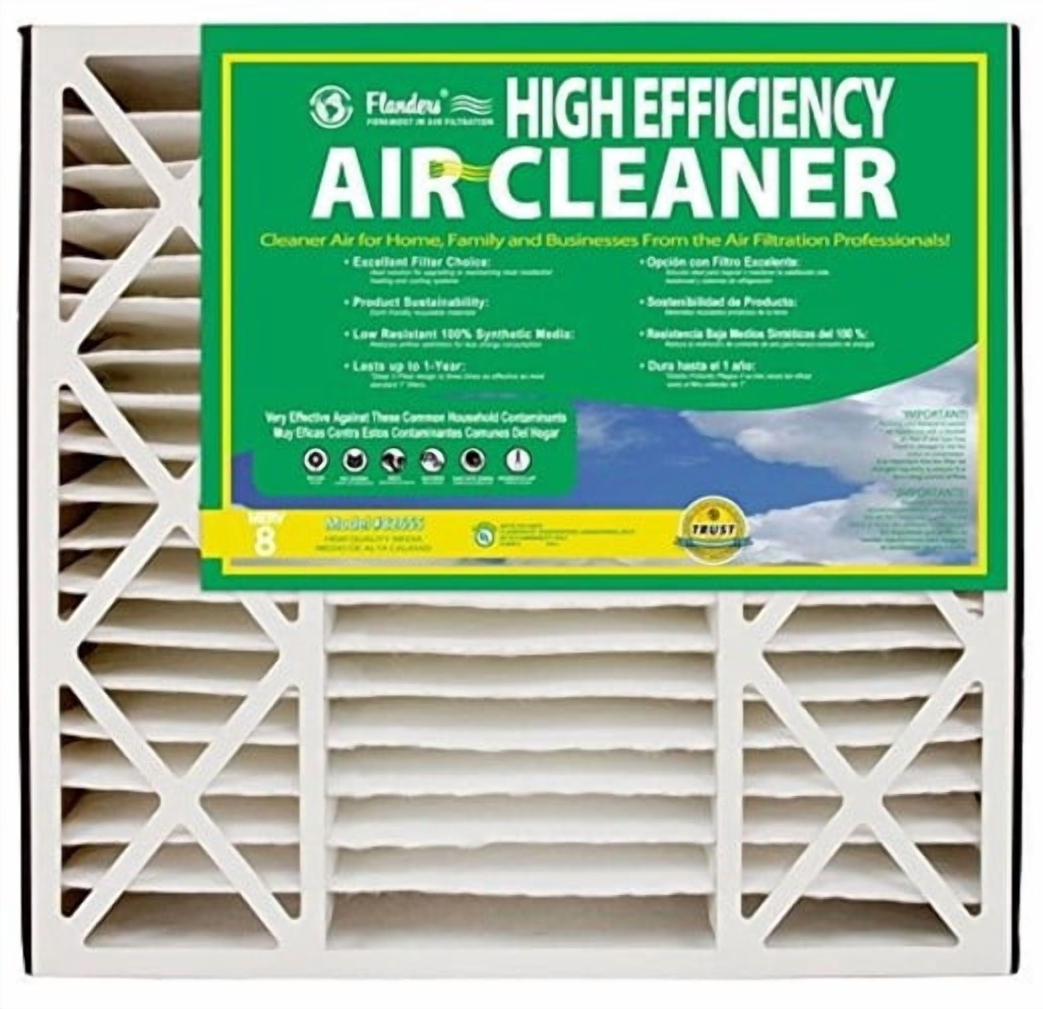 AAF Flanders 16 in. W X 20 in. H X 5 in. D Synthetic 8 MERV Pleated Air ...