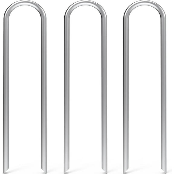 AAGUT 12 Inch 25 Packs Landscape Staples Heavy Duty 11 Gauge Galvanized Steel Garden Stakes Fence Ground Stake for Dog Fencing, Drip Irrigation Hose, Weed Barrier Fabric, Chicken Wire