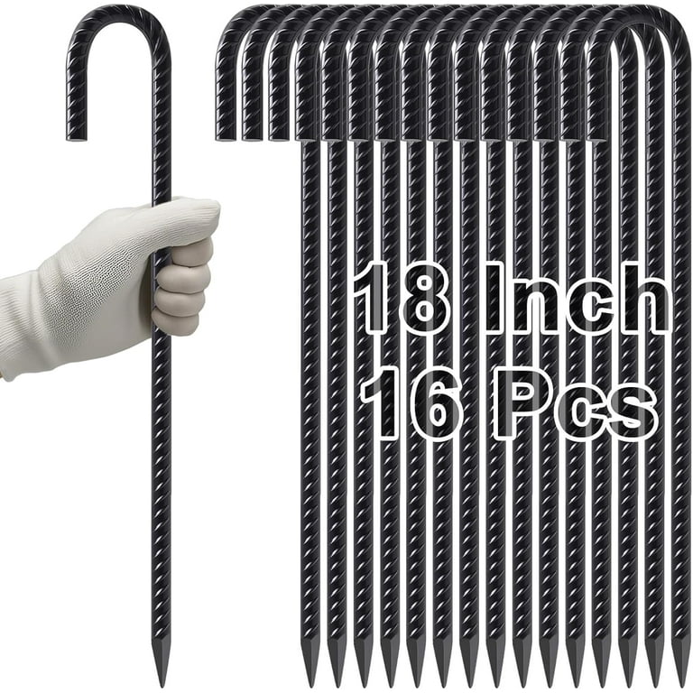 Free Shipping! AAGUT 16 Pack 18 Inch Ground Rebar Stakes, J Hook