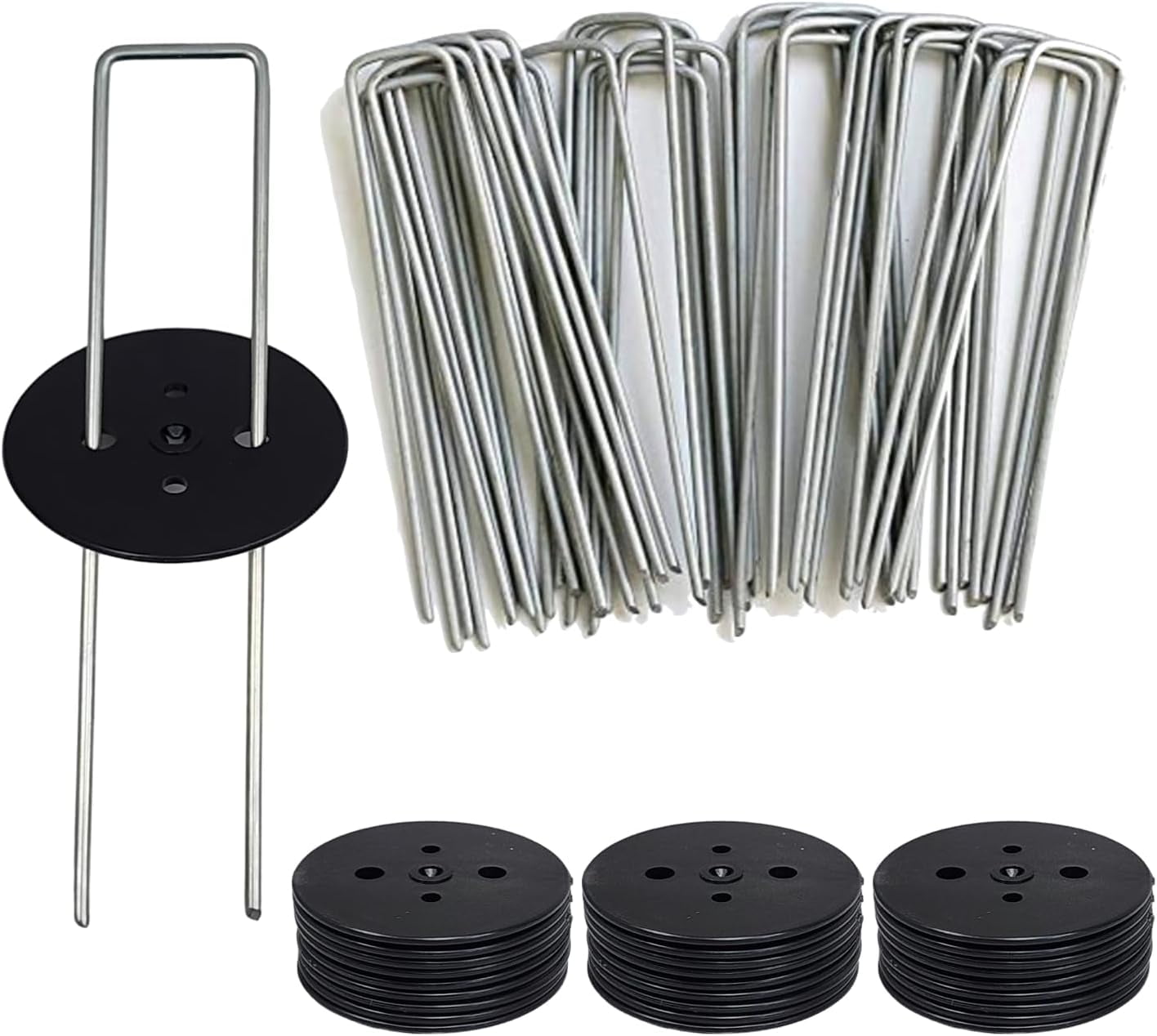 AAGUT 25 Pack Landscape Staples with 25PCS Gasket Washer Caps,6 Inch