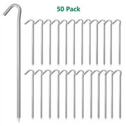 AAGUT 50x Tent Stakes 9 Inch Garden Stakes Pegs, Galvanized Steel Tent Pegs 8Ga Round Outdoor Camping