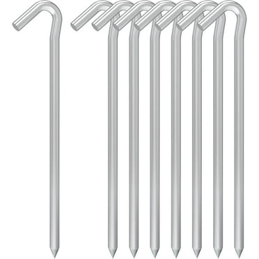 AAGUT Tent Stakes, Tent Stakes Metal Garden Edging Fence Hooks Yard Camping Stake Heavy Duty Galvanized 9 Inch 6 Gauge Tent Pegs for Tarp, Inflatable, Outdoor Christmas Decorations, 8 Pack
