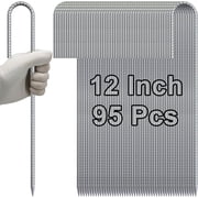 AAGUT Rebar Stakes 12 Inch, 95 Pack Ground Stakes Galvanized Anti-Rust for Camping Tent Heavy Duty J-Hook Ground Anchors for Garden Dog Fence Chicken Coop Chris