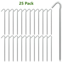 AAGUT Yard Tent Stakes Heavy Duty 9 Inch 25 Pack Galvanized Steel Tent Pegs Garden Stakes, Camping Stake Galvanized 6 Gauge Metal Tent Ground Stakes for Outdoor Camping, Inflatables