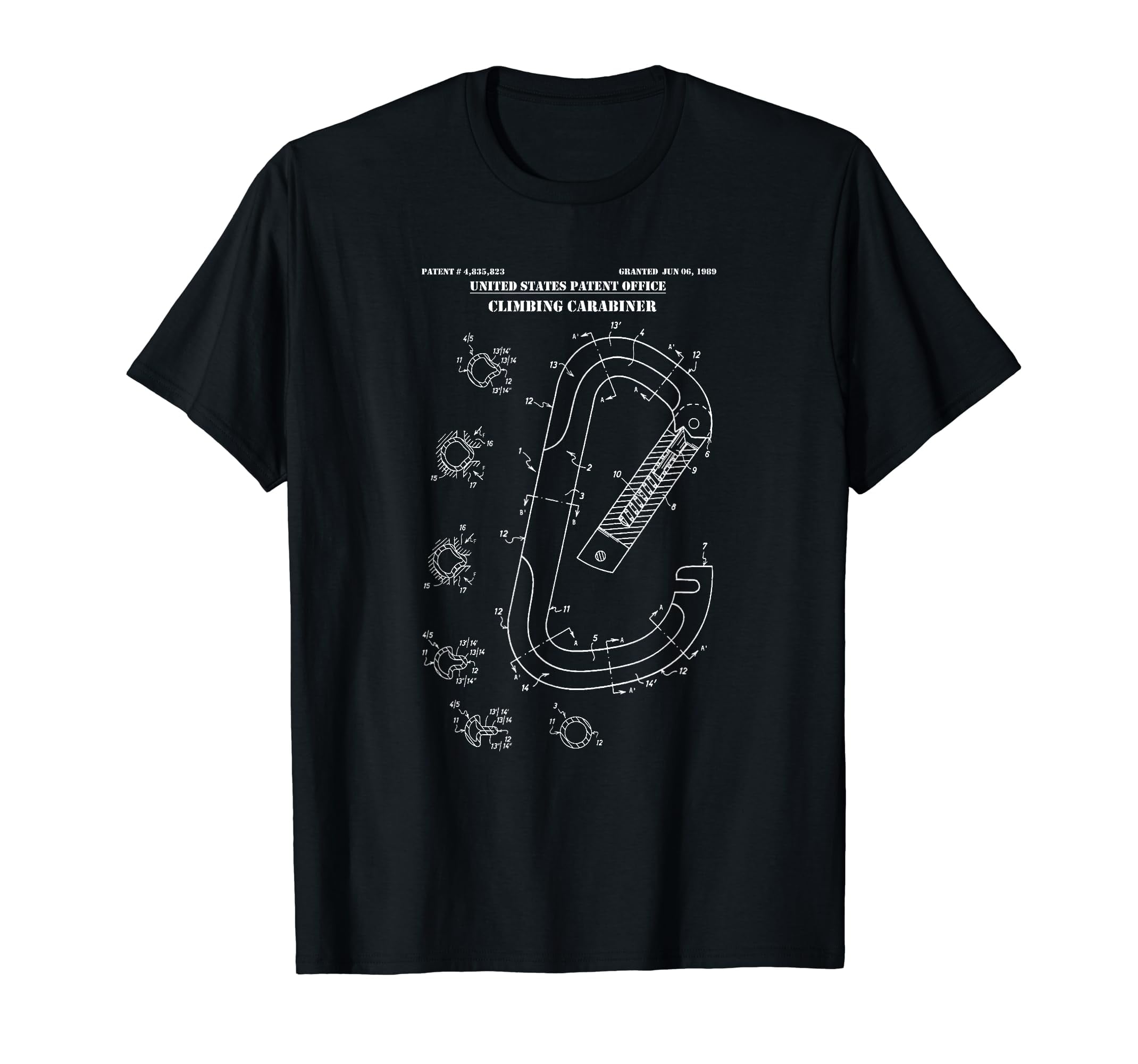 AAGZSL Carabiner Patent Rock Climbing Graphic Climb tees,Trendy Graphic