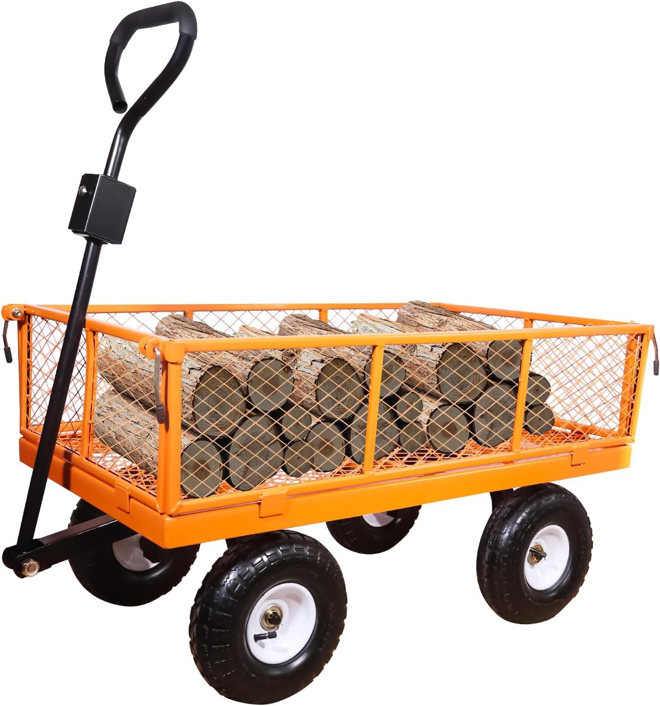Heavy Duty 800lbs Capacity Garden Cart, Mesh Steel Garden Wagon With 180°Rotating Handle