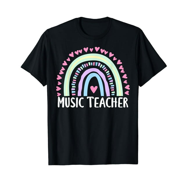 Aakmwhzc Music Teacher Womens Funny Teaching Music Rainbow T-shirt 