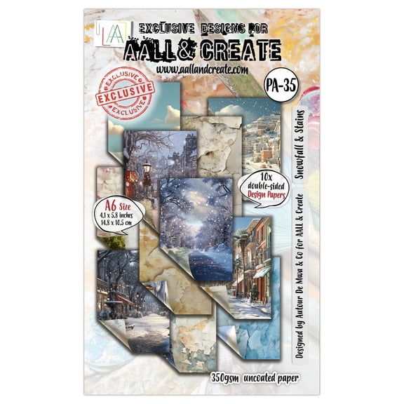 AALL And Create Design Double-Sided Cardstock A6-Snowfall & Stains