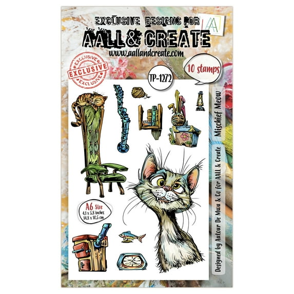 AALL And Create A6 Photopolymer Clear Stamp Set-Mischief Meow