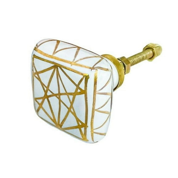 AANNY Gold Square Ceramic Knobs