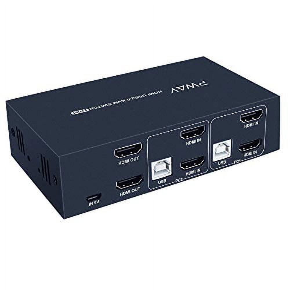 KVM Switch HDMI 2 PC 1 Monitor - 4K @30Hz, Condivisione Tastiera, Mouse, Stampante