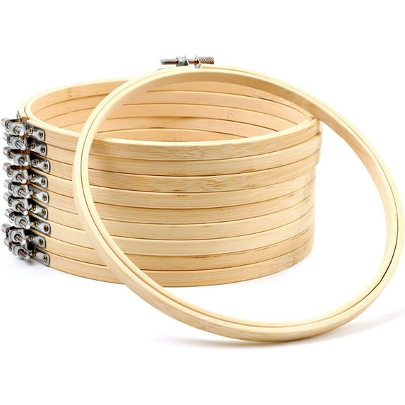 AAOMASSR 12 Pieces Embroidery stretch Hoops Bamboo Cross Stitch Hoops DIY embroidery circle wedding bamboo for Craft Sewing