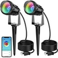thumbnail image 1 of AAOMASSR 1500LM LED High Brightness Outdoor Lighting 15W RGB Color Lights Bluetooth Remote Control Spot-Lights Waterproof Flood Light for Garden - 2 Pack, 1 of 5