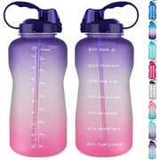 AAOMASSR 2.2L Motivational Water Bottle with Straw&Time Maker,Leakproof &BPA Free Water Bottle Perfect for Fitness,Gym,Sports (Purple&Pink)