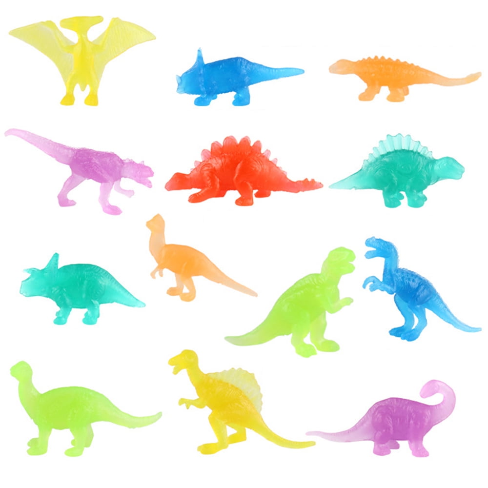 AAOMASSR 36 Piece Glow in Dark Mini Dinosaur Toy Set, Plastic Realistic Dino Figure, Kid Birthday Party Favors Supplies Goody Bag Valentines Day Gift Pinata Stuffers Easter Eggs Easter Basket Filler