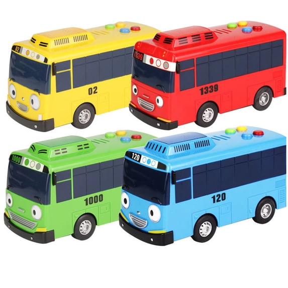 AAOMASSR 4PCS Children's toy car boy inertial bus engineering car deformation sound and light Bus Cars Toy Pull Back Motor Vehicle Ride Car Toys for Children