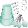 thumbnail image 1 of AAOMASSR 8 Pieces Measuring Cups and Spoons Set,Stackable Stainless Steel Holder and Hook, Engraved Volumes,Great for Dry and Liquid Ingredients,Small Teaspoon with Plastic Head, 1 of 8