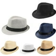 thumbnail image 1 of AAOMASSR Flat Unisex Adjustable Summer Straw Fedora Hat Sun Cap Panama, 1 of 5