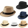 thumbnail image 1 of AAOMASSR Men Women Summer Sun Wide Flat Big Brim Fedora Panama Paper Straw Hat Cap, 1 of 5