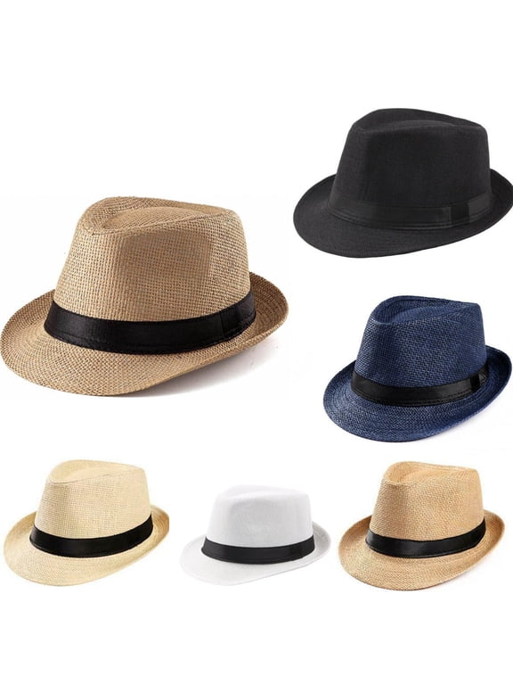 Men Women Summer Sun Wide Flat Big Brim Fedora Panama Paper Straw Hat Cap