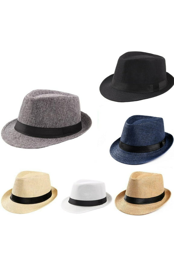 New Classic Straw Fedora Hat Mens Women Wide Brim Panama Hat Summer Dress Hat