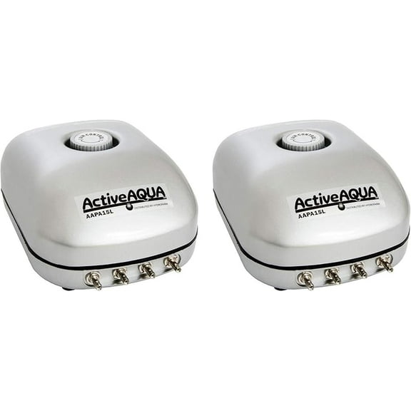 AAPA15L Active Aqua, 4 Outlets, 6W, 15 L/min Air Pump, Silver,Grey