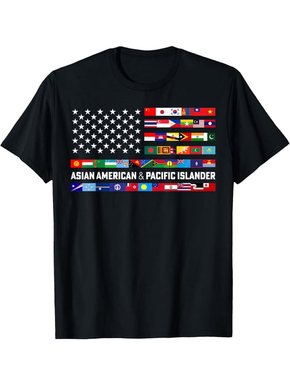 AAPI Asian American and Pacific Islander USA Flag 2024 T-ShirtMen and women, Black T-shirt, size: Extra large