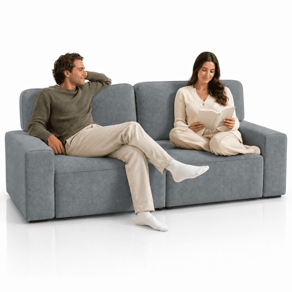 AAQZ 87" Comfy Sofa for Living Room, 3 Seater Chenille Fabric Couch for Small Space, Light Gray