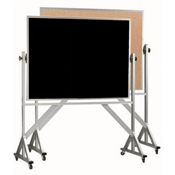 AARCO Products ACB4872B Aluminum Frame Revolving Composition Chalkboard-Natural Cork