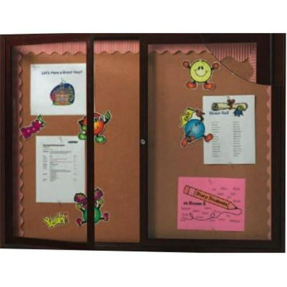 AARCO Products DCC4896-3RIBK Aluminum Framed Illuminated Enclosed Bulletin Board Black Powder Coat