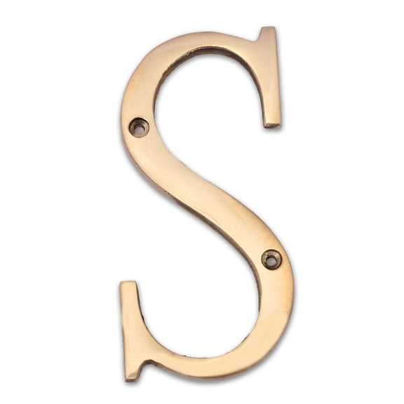 AARGKRAFT 4" Brass House Hotel Door Name - Wall Door Plaque Alphabet Letter "S" - Size 4 Inches