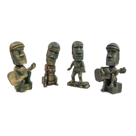 AARGKRAFT Resin Moai Statue Sculpture | Antique Stone Finish Ornament for Office, Desktop, Bookshelf, Bedside Table Decoration | Easy to Maintain and Display (Copper, Small Size)