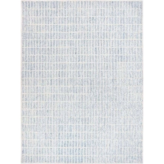 AARISH RUGS 100% New Zealand Wool Modern Hand-Tufted Pale Blue Grid Pattern Area Rug for Living Room, Bedroom, Any Room and Hallway (4X6 ft)