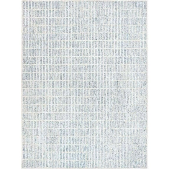AARISH RUGS 100% New Zealand Wool Modern Hand-Tufted Pale Blue Grid Pattern Area Rug for Living Room, Bedroom, Any Room and Hallway (5X7 ft)