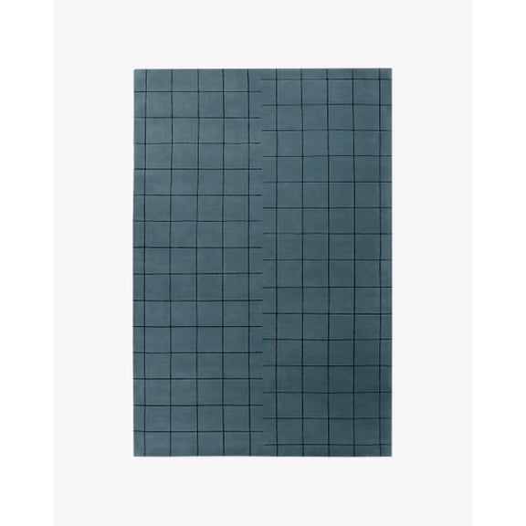AARISH RUGS Handmade Modern Grid Funkis Design Faded Blue/Black Hand Tufted Wool Area Rugs for Living Room, Hallway, Bedroom, Any Rooms & Home Décor (9X12 ft)